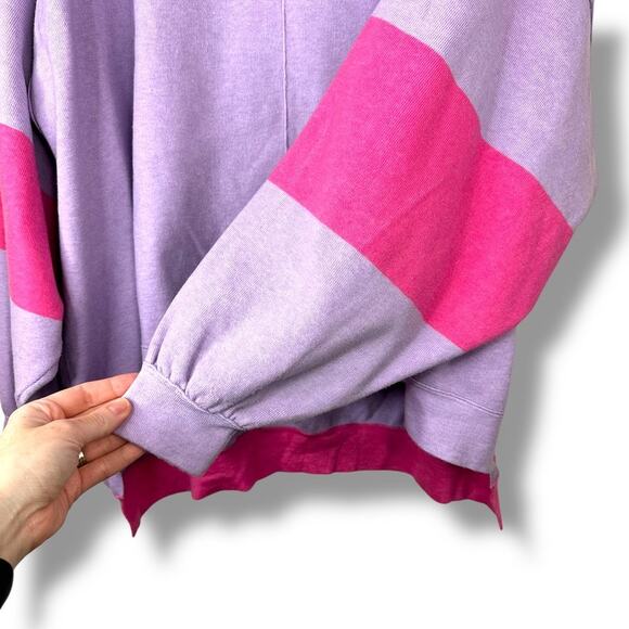 Free People Lavender Uptown Colorblock Drapey Oversized Pullover Sweater Top XS - Picture 5 of 9